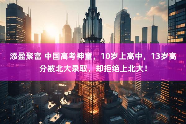 添盈聚富 中国高考神童，10岁上高中，13岁高分被北大录取，却拒绝上北大！